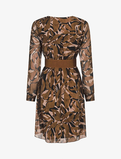 Robe légère en voile lamé imprimé abstrait - Marron - 2