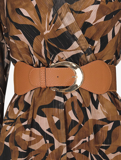 Robe légère en voile lamé imprimé abstrait - Marron - 3