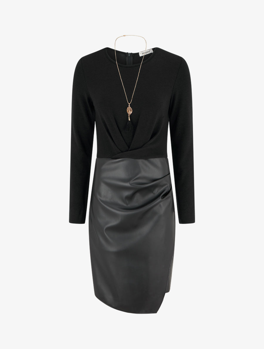 Robe portefeuille bimatière - Noir - 1