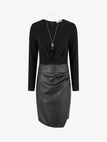 Robe portefeuille bimatière - Noir - 1
