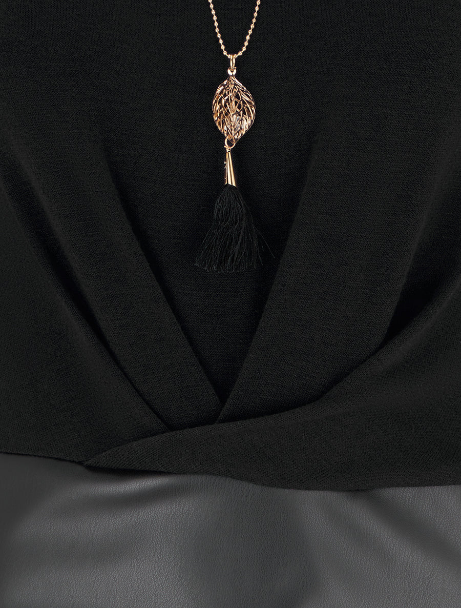 Robe portefeuille bimatière - Noir - 3