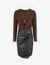 Robe portefeuille bimatière - Marron - 1