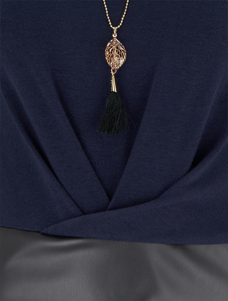 Robe portefeuille bimatière - Marine - 3