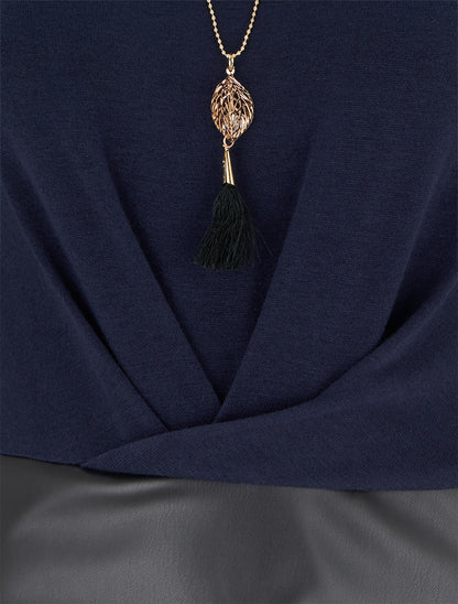 Robe portefeuille bimatière - Marine - 3