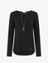 Pull coupe droite à dos en dentelle - Noir - 1