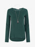 Pull coupe droite à dos en dentelle - Vert foncé - 1