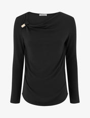 Pull fin à empiècement bijou - Noir - 1
