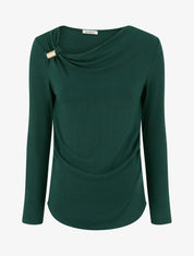 Pull fin à empiècement bijou - Vert sapin - 1