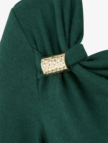 Pull fin à empiècement bijou - Vert sapin - 3