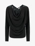 Pull à col bénitier et dos en V à dentelle - Noir - 1