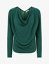 Pull à col bénitier et dos en V à dentelle - Vert foncé - 1