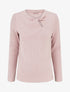 Pull côtelé à col rond torsadé - Rose - 1