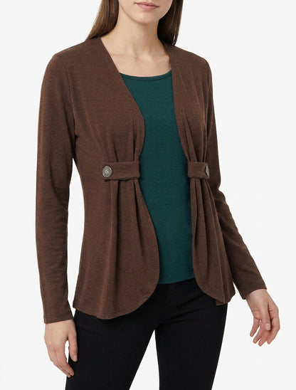 Jersey estilo chaleco con botones en trampantojo. - Marrón/verde oscuro