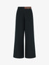 Pantalon ample taille haute à ceinture décorative - Noir - 1