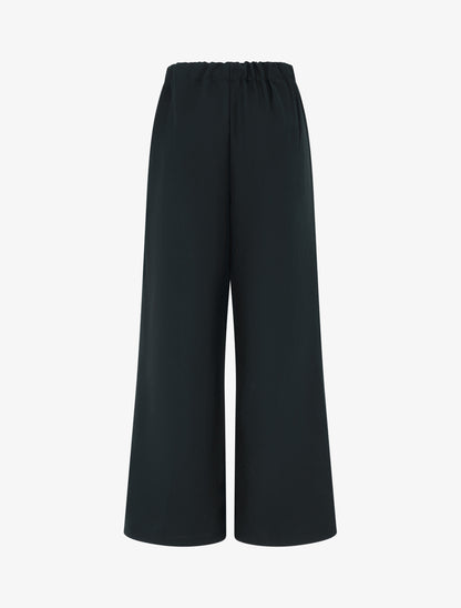 Pantalon ample taille haute à ceinture décorative - Noir - 2