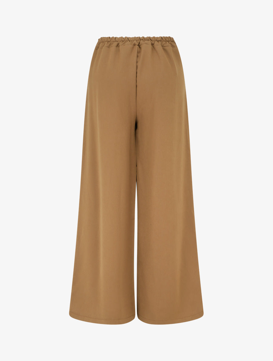Pantalon ample à pan et bijou métallique - Camel - 2