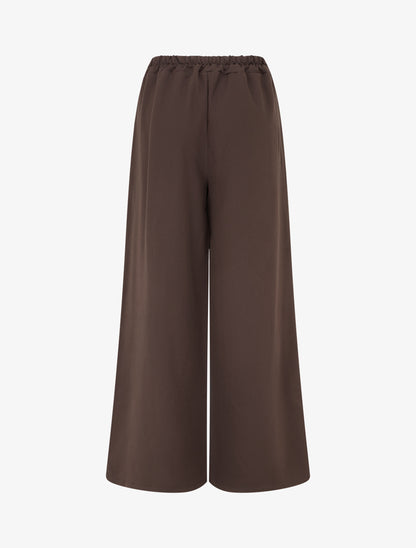 Pantalon ample à pan et bijou métallique - Marron - 2