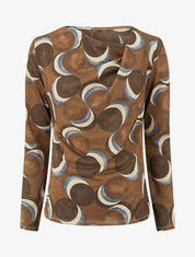 Top droit irisé imprimé ronds fantaisies - Marron - 1