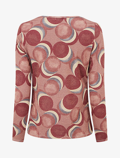 Top droit irisé imprimé ronds fantaisies - Vieux rose - 2