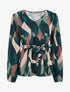 Blouse péplum à imprimé abstrait - Vert sapin - 1