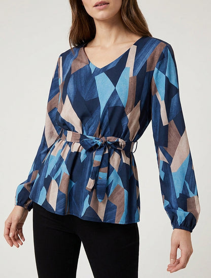 Blusa péplum con estampado abstracto - Marine
