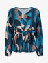 Blouse péplum à imprimé abstrait - Bleu canard - 1