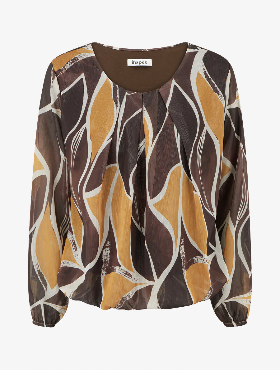 Top boule irisé imprimé stylisé - Marron - 1