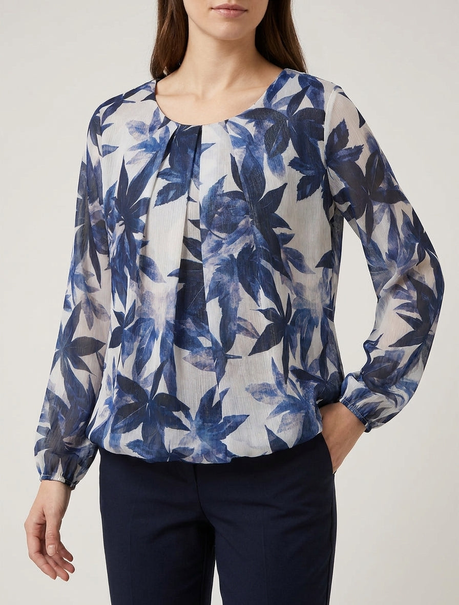 Top bola irisado con estampado de hojas - Marine