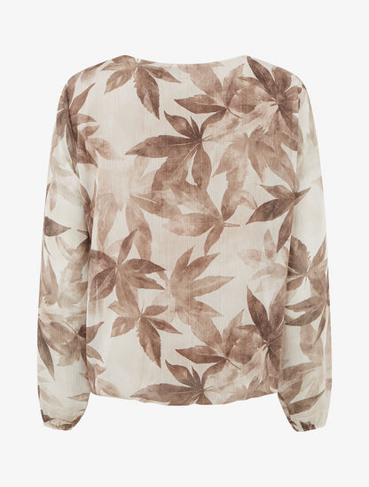 Top boule irisé imprimé feuilles - Taupe - 2
