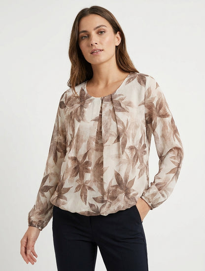 Top bola irisado con estampado de hojas - Topo