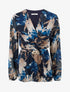 Top cache-coeur imprimé fleurs abstraites à bijou floral - Marine - 1