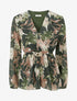 Top cache-coeur imprimé fleurs abstraites à bijou floral - Kaki - 1