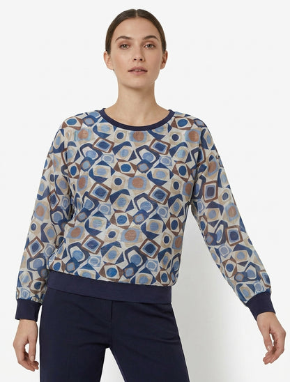 Blusa estampada retro con detalle iridiscente - Marine