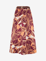Jupe imprimé abstrait à taille élastiquée - Prune - 1
