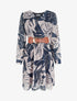 Robe irisée à imprimé grandes feuilles - Marine - 1