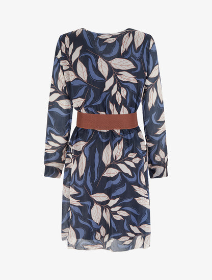 Robe irisée à imprimé feuillage - Marine - 2