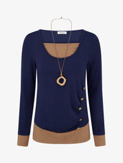 Pull fin bicolore effet trompe l&