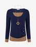Pull fin bicolore effet trompe l&