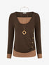 Pull fin bicolore effet trompe l&