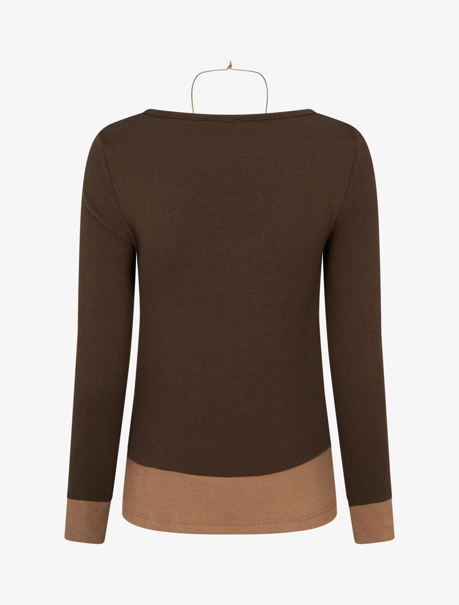 Pull fin bicolore effet trompe l&