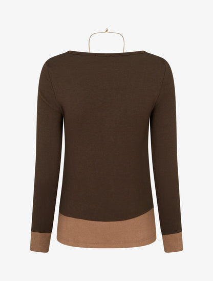 Pull fin bicolore effet trompe l&