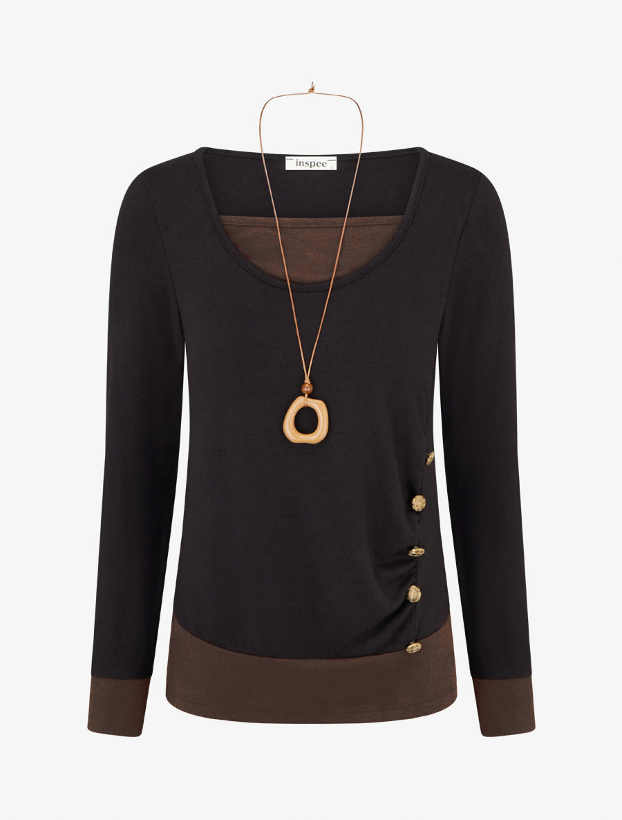 Pull fin bicolore effet trompe l&