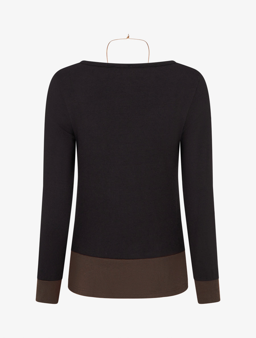 Pull fin bicolore effet trompe l&