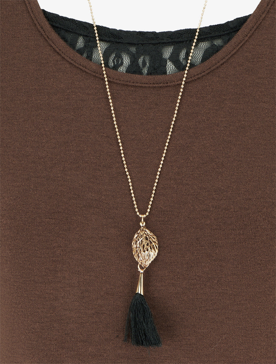 Pull fin à bords en dentelle et zip décoratif - Marron - 3