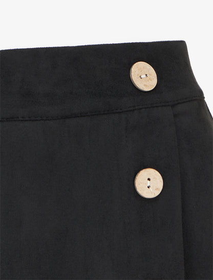 Jupe-short en suédine style portefeuille - Noir - 3