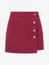 Jupe-short en suédine style portefeuille - Lie de vin - 1