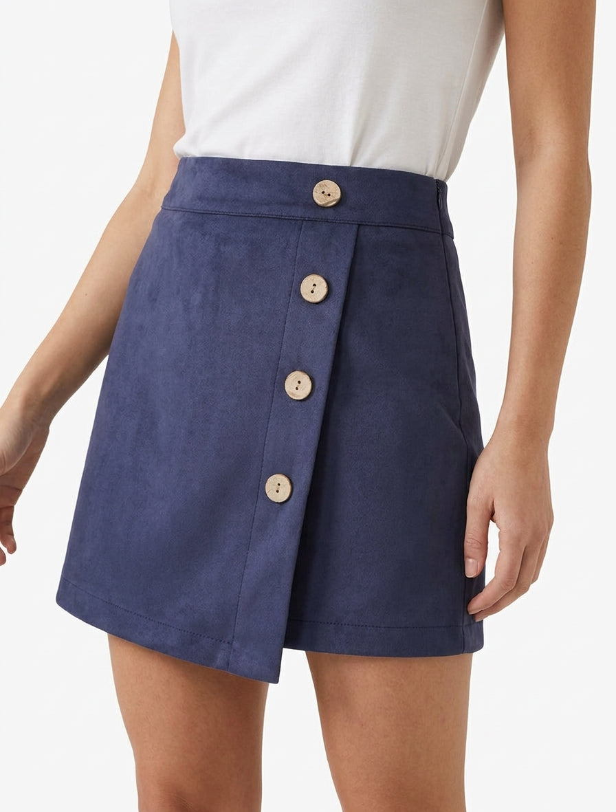 Falda-pantalón de ante estilo portafolio - Marine