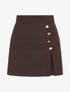 Jupe-short fendue à boutons décoratifs - Chocolat - 1