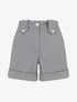 Short droit à ourlet et boutons décoratifs - Gris - 1