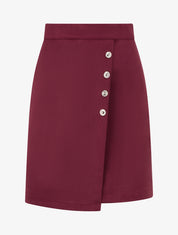 Falda de ante estilo cruzado con botones - Burdeos